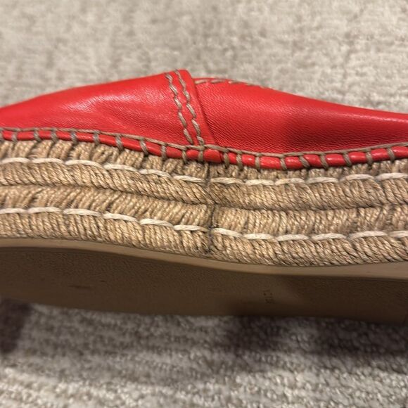 Prada Red Espadrille Platform Peep Hole Size 37.5 Authentic! - Picture 4 of 9